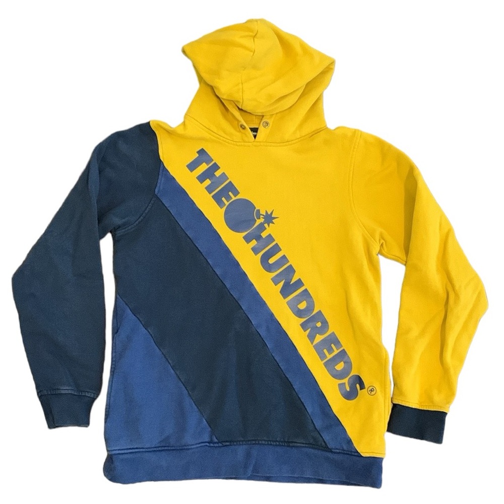 THE HUNDREDS HOODIE SWEATSHIRT BLUE GOLD STREETWEAR PULLOVER MEDIUM